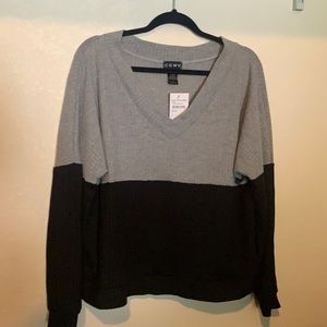 Black and grey color block sweater